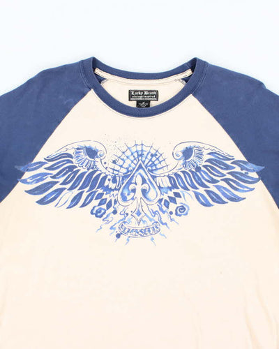 Vintage Y2K Lucky Brand Tattoo Inspired Graphic Long Sleeve T-Shirt - L