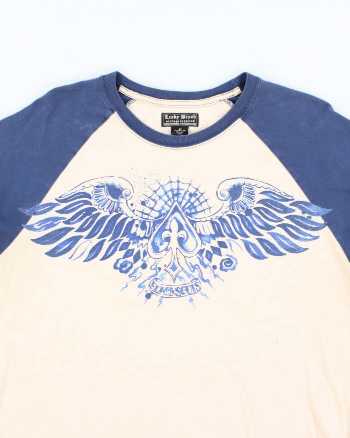 Vintage Y2K Lucky Brand Tattoo Inspired Graphic Long Sleeve T-Shirt - L