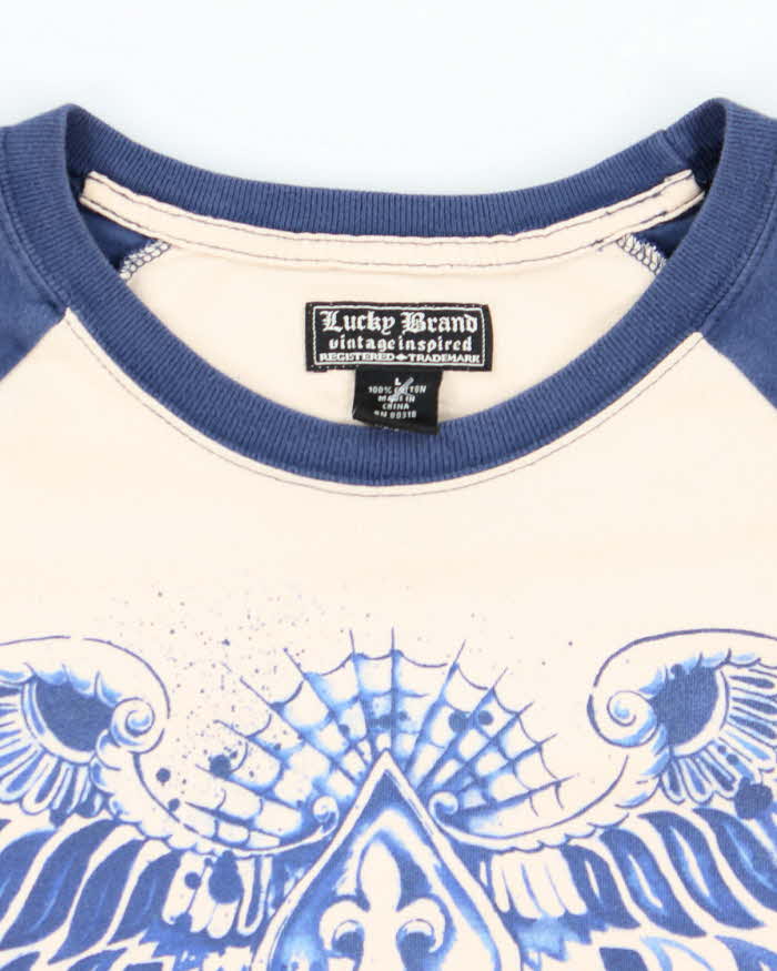 Vintage Y2K Lucky Brand Tattoo Inspired Graphic Long Sleeve T-Shirt - L