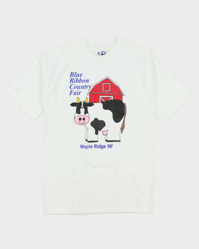 Vintage 90's Single Stitch Blue Ribbon County Fair Graphic T-Shirt - XL