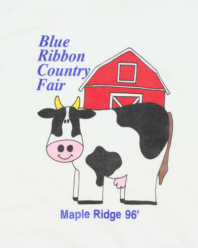 Vintage 90's Single Stitch Blue Ribbon County Fair Graphic T-Shirt - XL