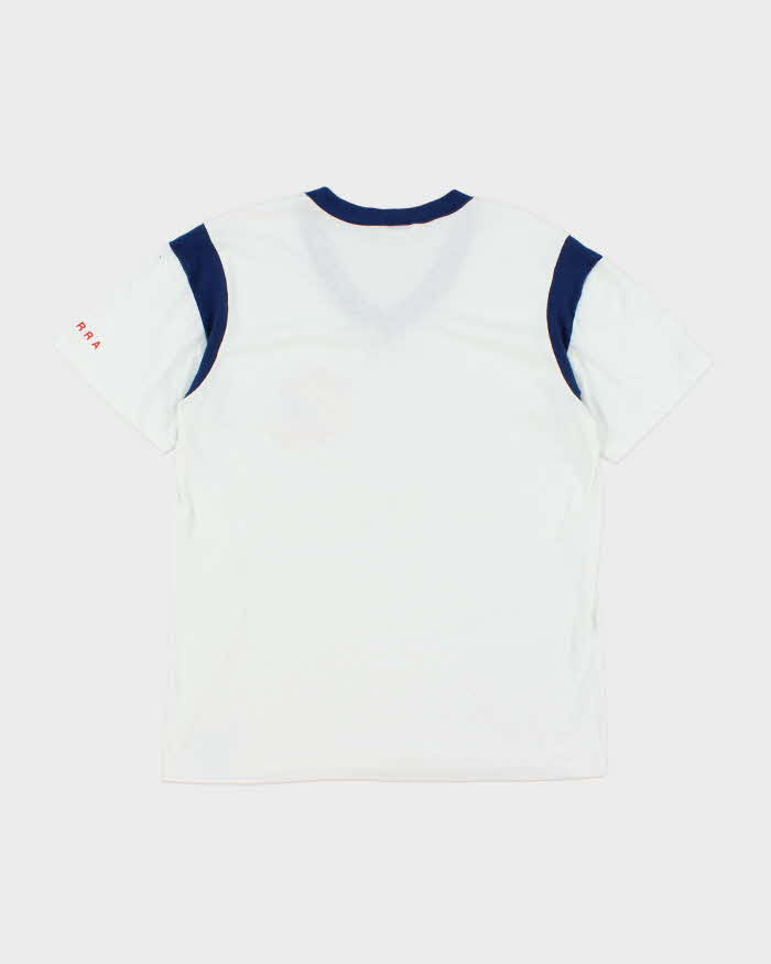 Vintage 80's Wing Ding Biker Graphic V-Neck T-Shirt - L