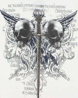 Vintage Y2K Skulls and Sword Gothic Graphic T-Shirt - L