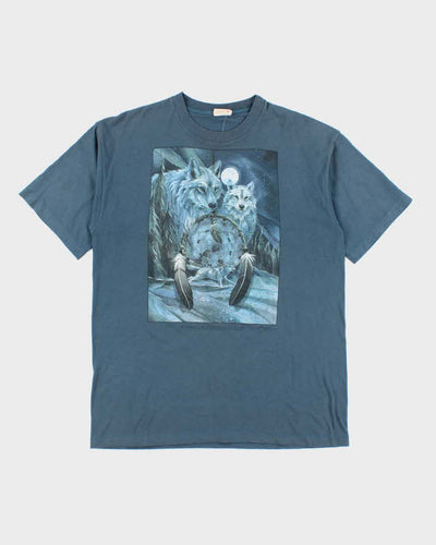 Vintage 90's Wolf Pack Dreamcatcher Graphic T-Shirt - XL