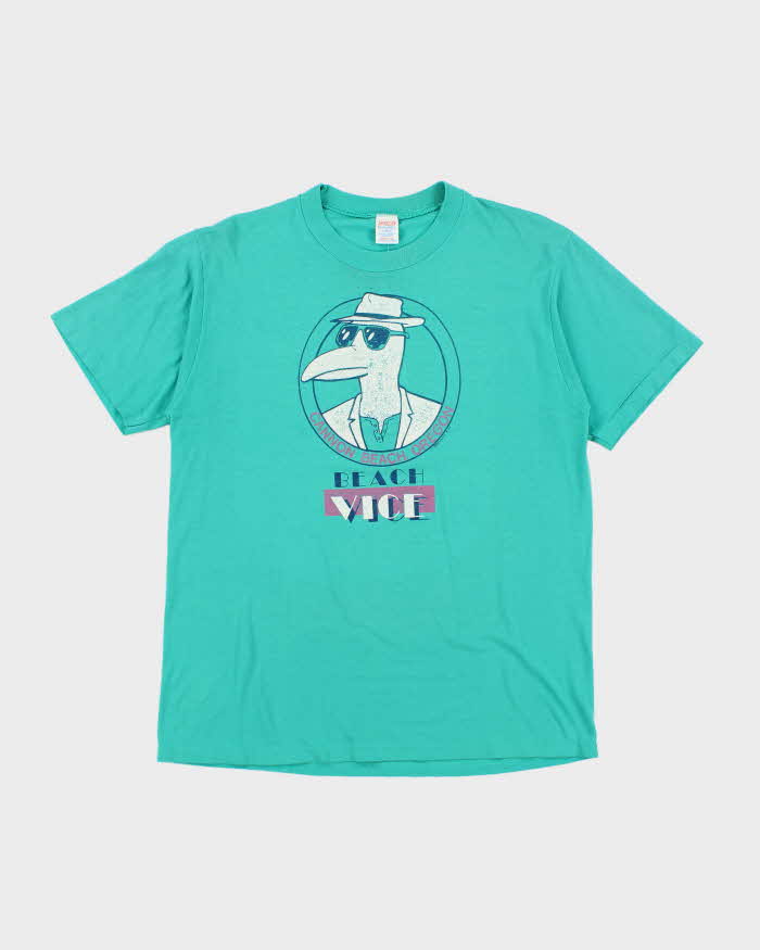 Vintage 80's Miami Beach Vice Graphic Single Stitch T-Shirt - L
