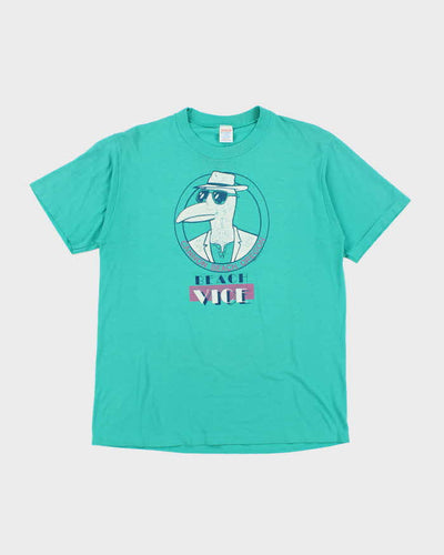 Vintage 80's Miami Beach Vice Graphic Single Stitch T-Shirt - L