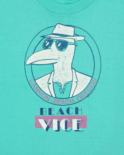 Vintage 80's Miami Beach Vice Graphic Single Stitch T-Shirt - L