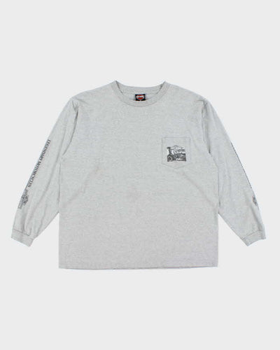 Vintage Y2K Harley Davidson Biker Graphic Pocket Long-sleeved T-Shirt - XXL