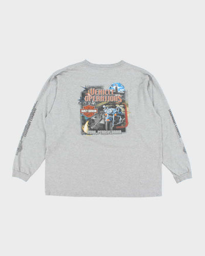 Vintage Y2K Harley Davidson Biker Graphic Pocket Long-sleeved T-Shirt - XXL