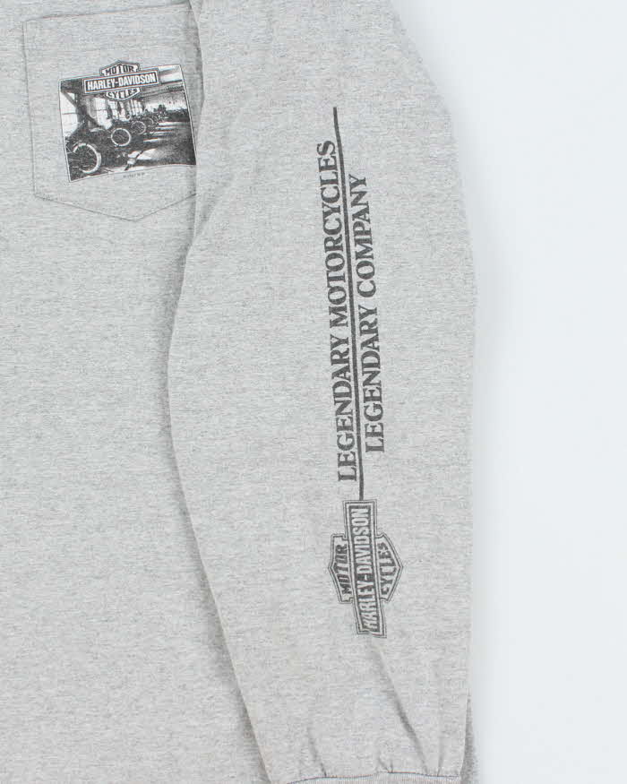 Vintage Y2K Harley Davidson Biker Graphic Pocket Long-sleeved T-Shirt - XXL