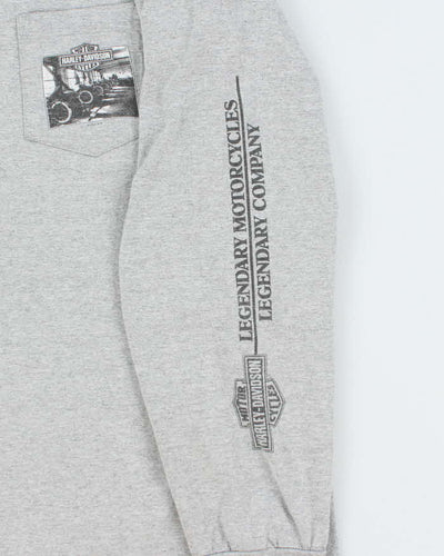 Vintage Y2K Harley Davidson Biker Graphic Pocket Long-sleeved T-Shirt - XXL