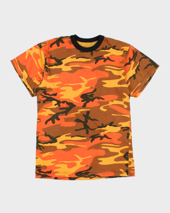 Vintage Y2K Orange Camouflage T-Shirt -  M