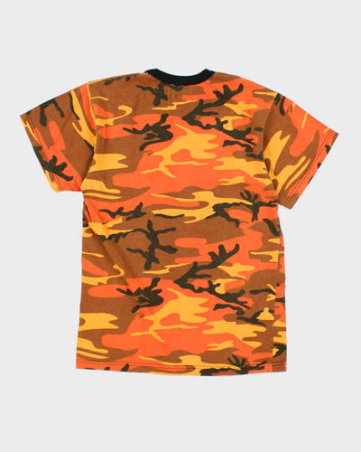 Vintage Y2K Orange Camouflage T-Shirt -  M