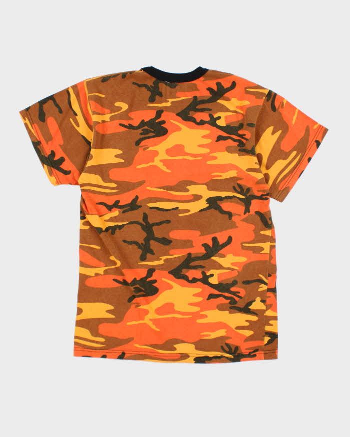 Vintage Y2K Orange Camouflage T-Shirt -  M