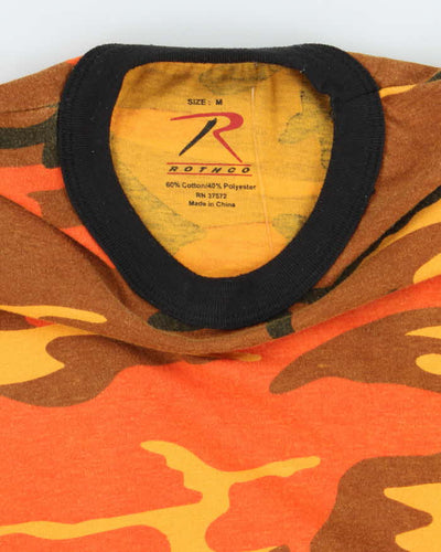 Vintage Y2K Orange Camouflage T-Shirt -  M