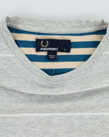 Vintage 2000's Fred Perry Striped Small Crest Logo T-Shirt - S