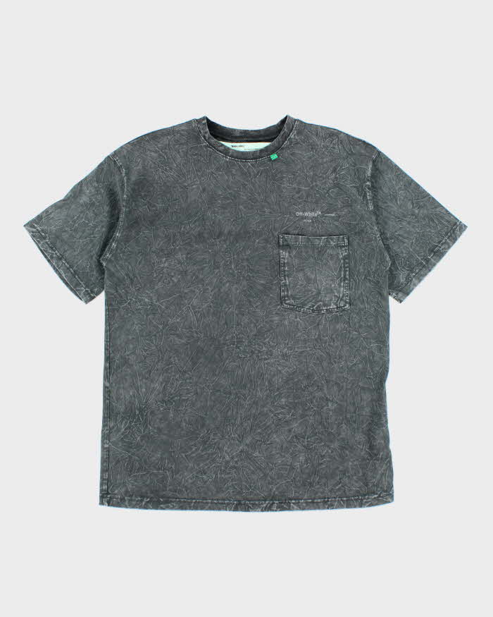 Off White Main Label Marble Overdyed Wash Graphic T-Shirt - XL