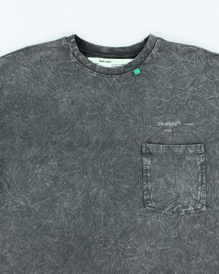 Off White Main Label Marble Overdyed Wash Graphic T-Shirt - XL