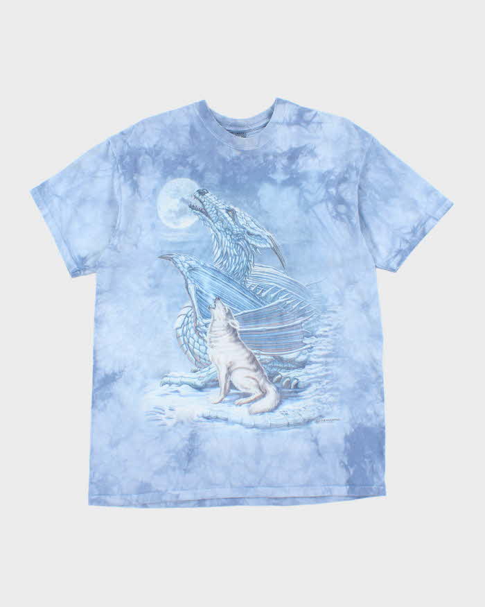 Vintage 2000's The Mountain Tie-Dye Wolf & Dragon Graphic T-Shirt - L