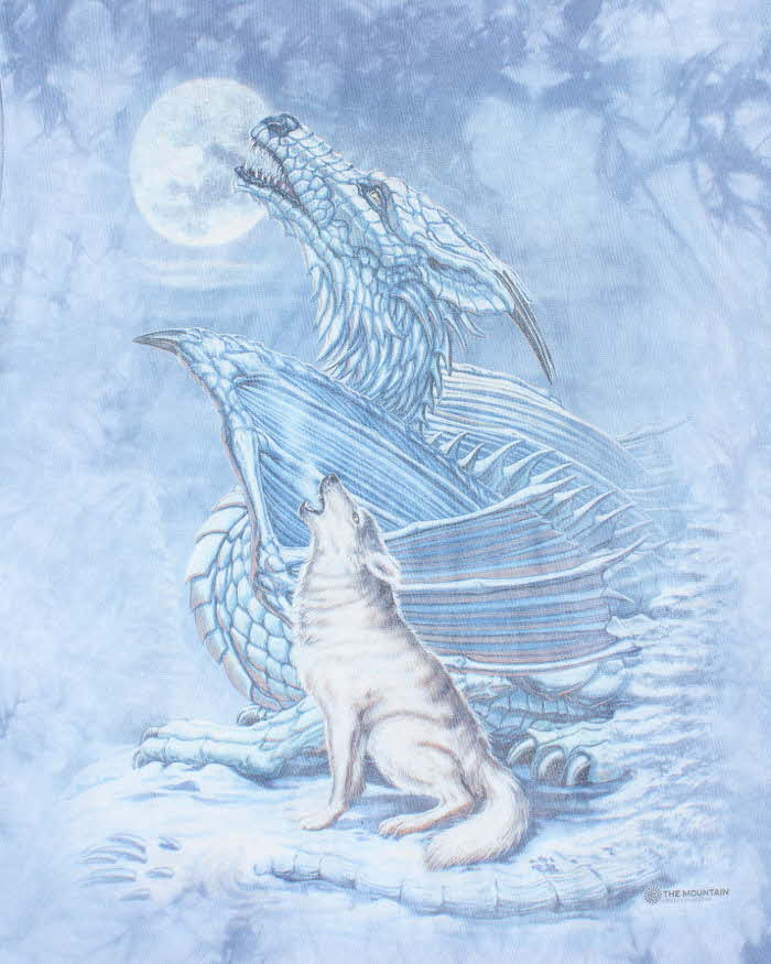 Vintage 2000's The Mountain Tie-Dye Wolf &amp; Dragon Graphic T-Shirt - L