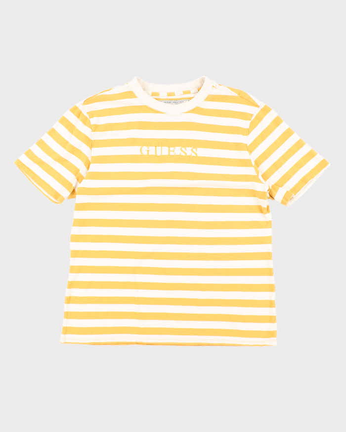 Vintage 90's Guess Embroidered Striped T-Shirt - M