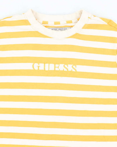 Vintage 90's Guess Embroidered Striped T-Shirt - M