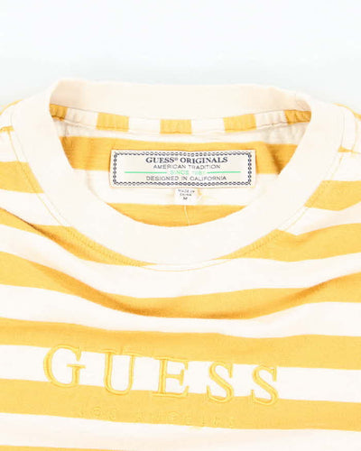 Vintage 90's Guess Embroidered Striped T-Shirt - M
