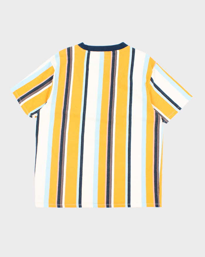 Vintage 90's Guess Striped Embroidered Logo T-Shirt - L