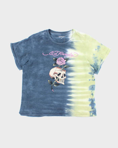 Vintage Y2K Ed Hardy Tie-Dye Tribal Style T-Shirt - XL