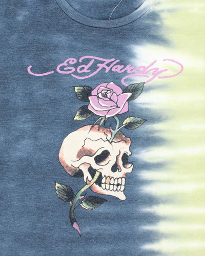 Vintage Y2K Ed Hardy Tie-Dye Tribal Style T-Shirt - XL