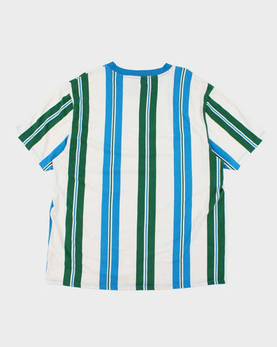 Vintage 90's Guess Striped Embroidered Logo T-Shirt - XL