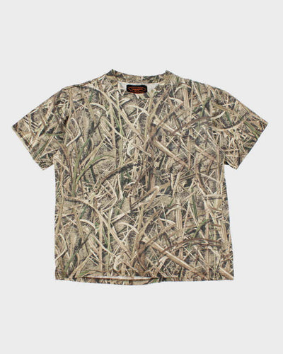 Vintage Y2K All Over Print Camouflage Pocket T-Shirt - M