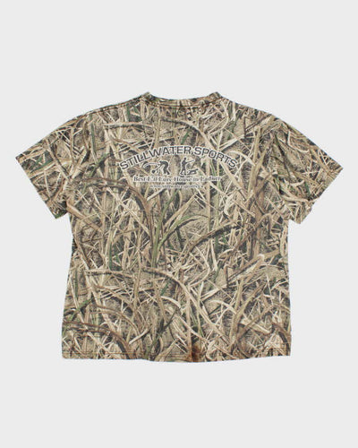 Vintage Y2K All Over Print Camouflage Pocket T-Shirt - M
