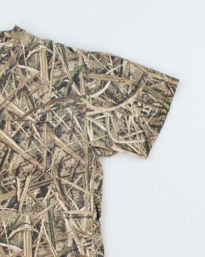 Vintage Y2K All Over Print Camouflage Pocket T-Shirt - M