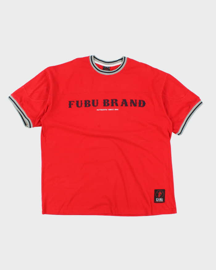 Vintage 90's Fubu Brand Oversized Patched Logo T-Shirt - XXL