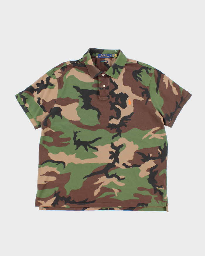 Vintage Y2k 00s Polo Ralph Lauren Camouflage Polo Shirt - L