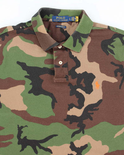 Vintage Y2k 00s Polo Ralph Lauren Camouflage Polo Shirt - L