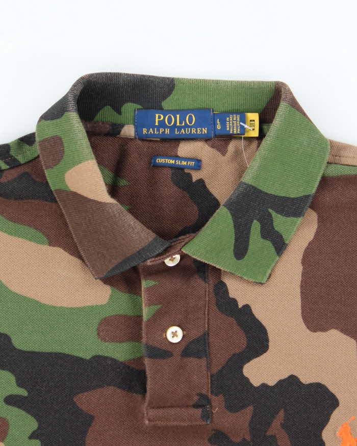 Vintage Y2k 00s Polo Ralph Lauren Camouflage Polo Shirt - L