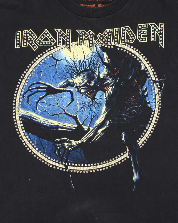 Vintage 90s Iron Maiden Rhinestone Single Stitch T-shirt- L