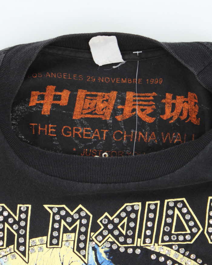 Vintage 90s Iron Maiden Rhinestone Single Stitch T-shirt- L