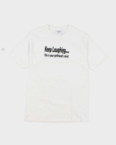 Vintage 2000's Keep Laughing Funny Slogan T-Shirt - M