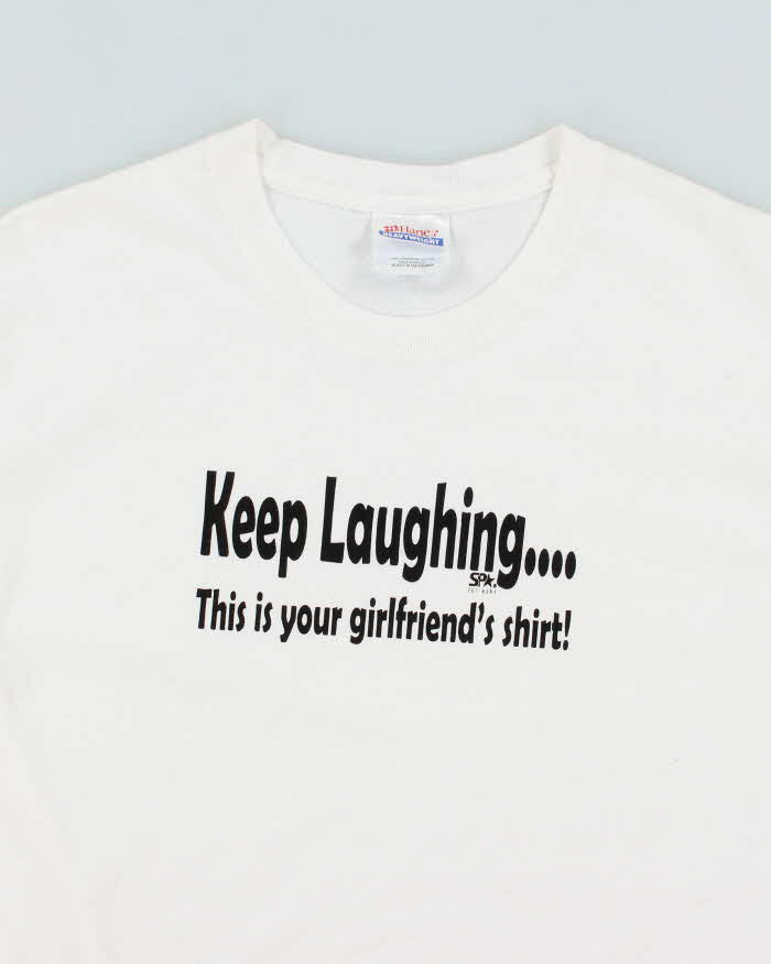 Vintage 2000's Keep Laughing Funny Slogan T-Shirt - M