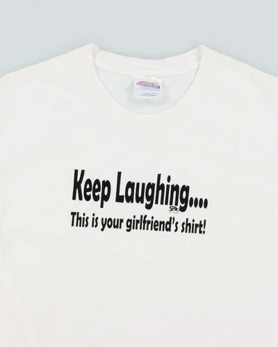 Vintage 2000's Keep Laughing Funny Slogan T-Shirt - M