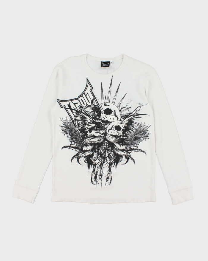 Vintage Y2K Tap Out Graphic Print Waffle Long-sleeved T-Shirt - S