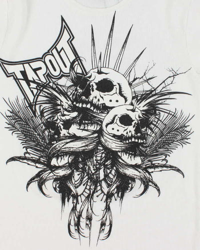 Vintage Y2K Tap Out Graphic Print Waffle Long-sleeved T-Shirt - S