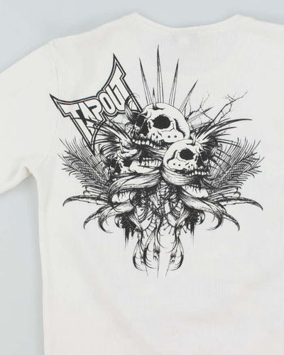 Vintage Y2K Tap Out Graphic Print Waffle Long-sleeved T-Shirt - S