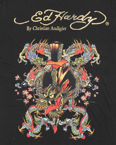 Vintage Y2K Ed Hardy Traditional Dragon Graphic T-Shirt - L