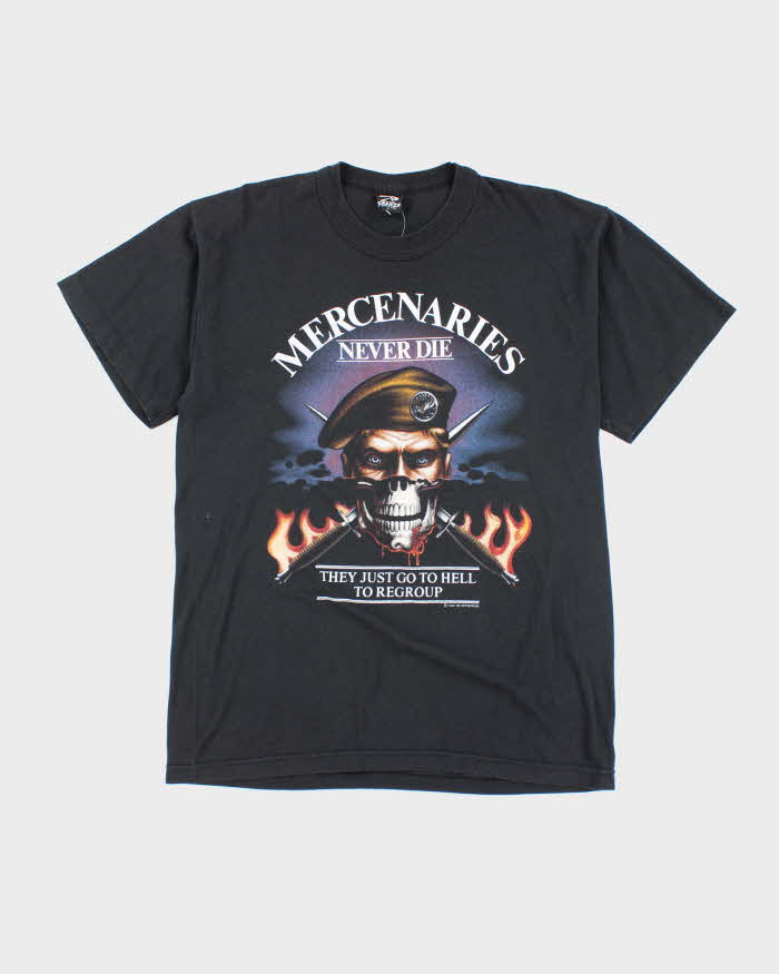 Vintage 80s Mercenaries Never Die Single Stitch T-shirt - L
