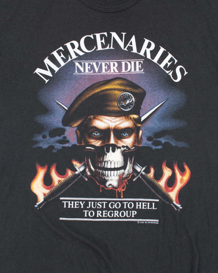 Vintage 80s Mercenaries Never Die Single Stitch T-shirt - L