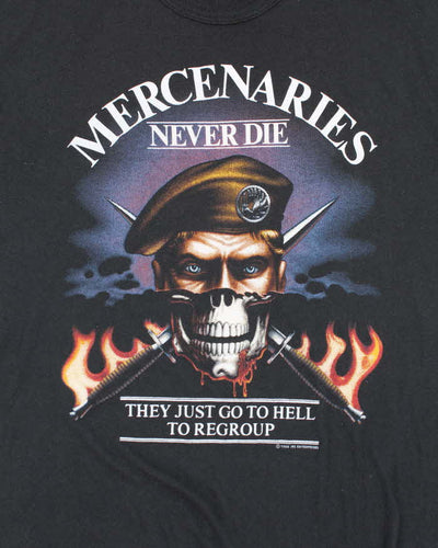 Vintage 80s Mercenaries Never Die Single Stitch T-shirt - L